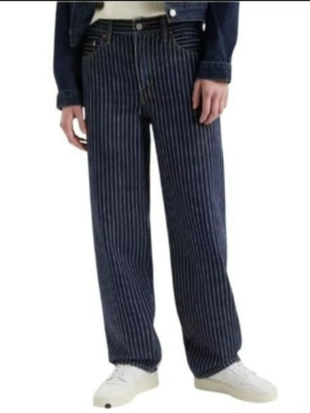 NEW! LEVI'S LOW PRO STRAIGHT JEANS RAILROAD PINSTRIPE RELAXED FIT sz 30 X 29